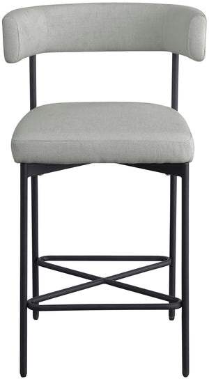 Rivage Light Grey Durable Linen Textured Fabric Stool 929Grey-C Meridian Furniture