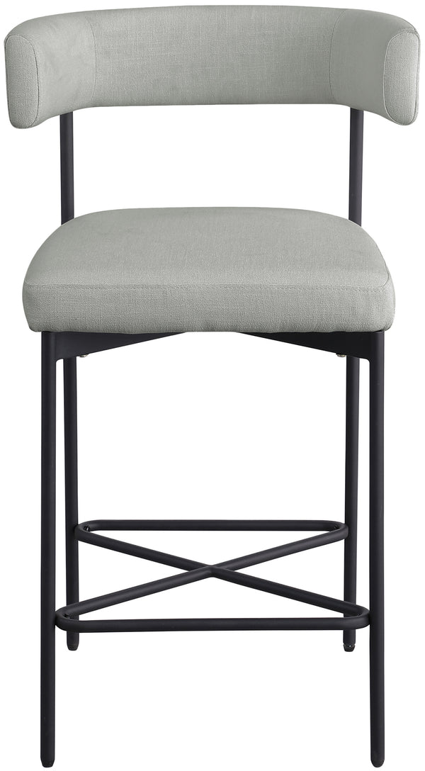 Rivage Light Grey Durable Linen Textured Fabric Stool 929Grey-C Meridian Furniture
