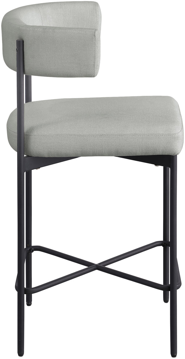 Rivage Light Grey Durable Linen Textured Fabric Stool 929Grey-C Meridian Furniture