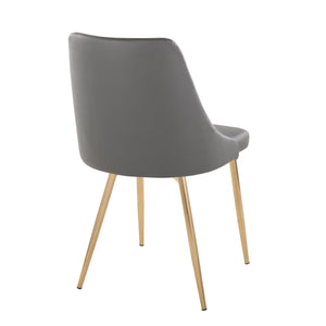 English Elm Marche Set Of 2 Contemporary Accent/Dining Chairs In Grey Faux Leather & Gold Metal – Stylish Comfort B202S01258