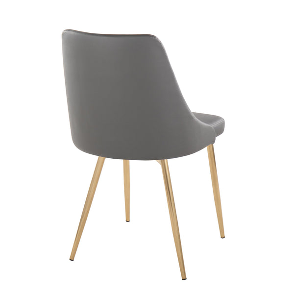 English Elm Marche Set Of 2 Contemporary Accent/Dining Chairs In Grey Faux Leather & Gold Metal – Stylish Comfort B202S01258