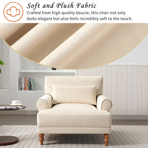 English Elm Mirod Oversized Polyester Accent Chair with Column Legs and Ergonomic Lumbar Support Beige N760S0000028B