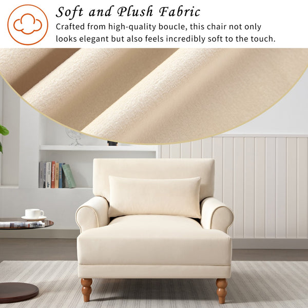 English Elm Mirod Oversized Polyester Accent Chair with Column Legs and Ergonomic Lumbar Support Beige N760S0000028B