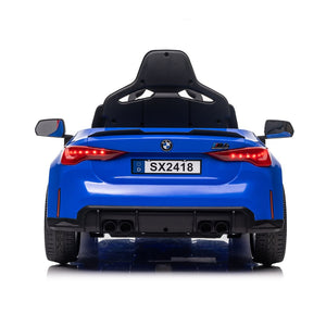 English Elm Bmw M4 Licensed Kids Ride on Car with Parental Remote Dual Motors and Led Lights Blue W1578P214204