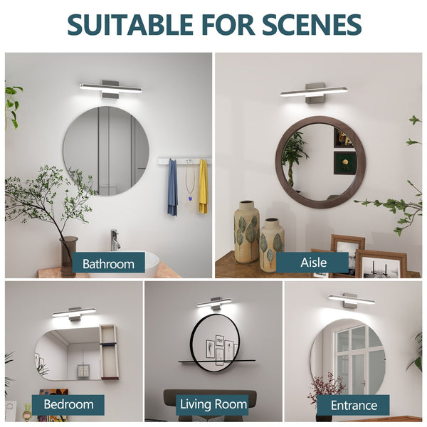 English Elm LED Modern Chrome Vanity Light Bar 16" Dimmable Waterproof LED Sconce Over Mirror 6000K Vibe W2312P374946