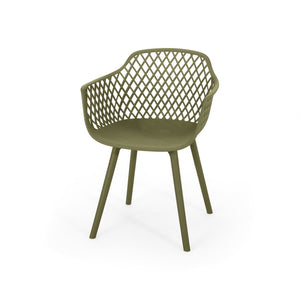English Elm Poppy Outdoor Dining Chairs Set of 2 Diamond Mesh Geometric Modern Patio Seating Olive Green N776P414399G