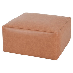 English Elm Upholstered Square Pu Leather Ottoman with Coil Spring Support for Modern Living Rooms N757P414087T