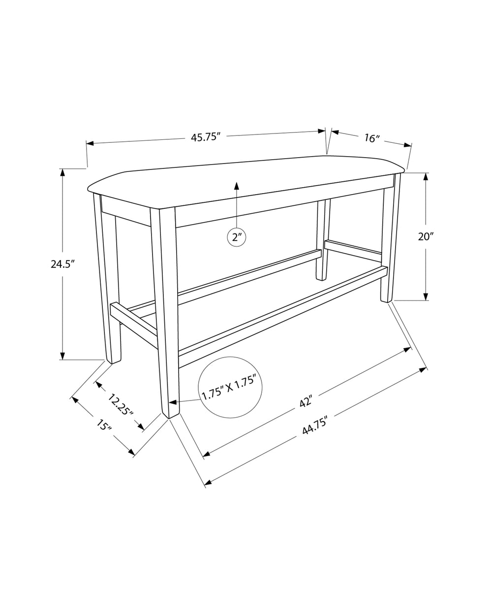 English Elm Bench, 46" Transitional Upholstered Dining/Kitchen Bench in Antique Grey Wood with Padded Black Seat, 250 lb Capacity B2710P287014