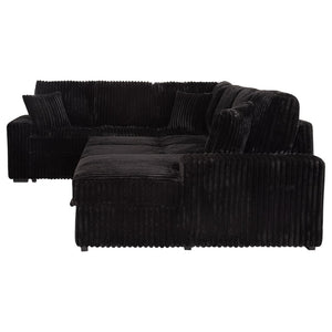 English Elm Thurston Corduroy Sectional Sofa with Hidden Chaise Storage and Pop-up Sleeper Black B062S01484