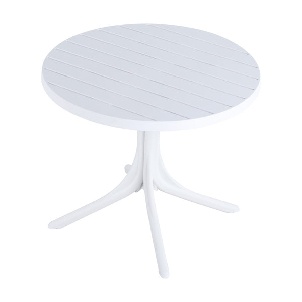 English Elm Summer 5 Piece Stackable Polypropylene Outdoor Dining Set with Round Table for Patios Light Blue,White W3450S00022