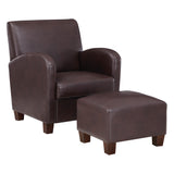 OSP Home Furnishings Aiden Chair & Ottoman Faux Leather Cocoa