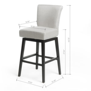 English Elm Christopher Knight Home® - SWIVEL Counter Stool Beige & Black Fabric Upholstered Seat with Wooden Legs, Cozy Swivel Comfort 57178.00FWHT