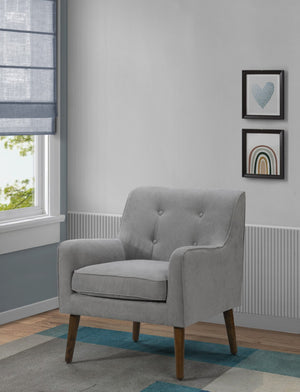 English Elm Ruggiero Button Tufted Mid Century Armchair Woven Fabric Walnut Tapered Legs B2749P413359
