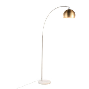 English Elm March Arc Floor Lamp with Marble Base Antique Brass Globe Shade for Modern Living B202S01373