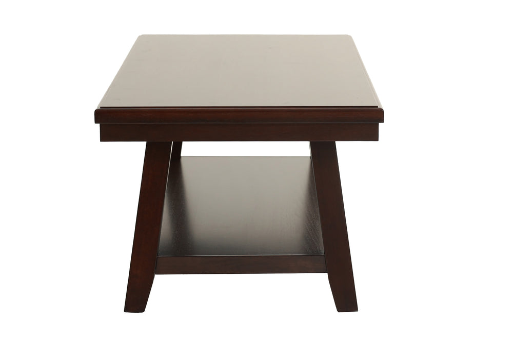 English Elm New Walnut Finish 1pc Coffee Table with Open Shelf, 47"x24" Modern Walnut Veneer Top & Solid Legs B011P396185