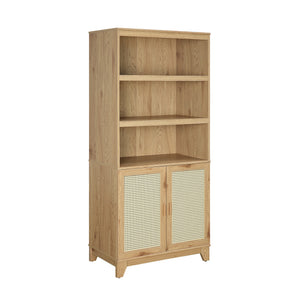 English Elm Sheridan 31" Bookcase Cabinet with 7 Shelves, Soft-Close Doors, Adjustable Shelves, Stylish Legs Natural B365P397893