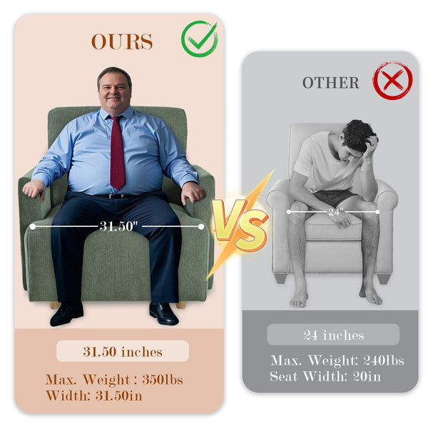 English Elm Oversized Storage Ottoman Accent Chair with Deep Wide Seat, Mid-Century Upholstered Lounge Sofa for Cozy Reading and Relaxation Dark Green W1028S00045