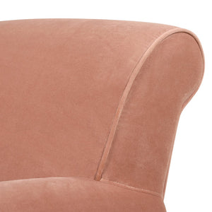 English Elm Jennifer Taylor Home - Alana 38" Lawson Accent Arm Chair In Luxurious Peach Velvet With Metal Casters For Easy Mobility B2719P238303
