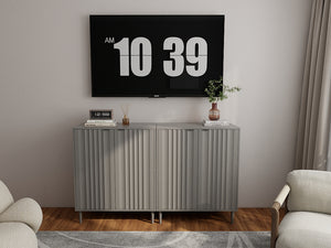 English Elm Modern Kitchen Storage Cabinet Antique Grey Engineered Wood with Versatile Shelving, Durable Design, Space-Saving Elegance W2139P306373