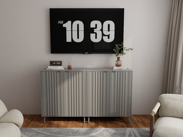 English Elm Modern Kitchen Storage Cabinet Antique Grey Engineered Wood with Versatile Shelving, Durable Design, Space-Saving Elegance W2139P306373