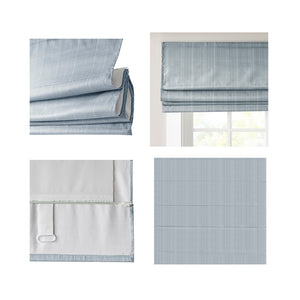 English Elm Basketweave Roman Shade with Thermal Foam Backing for Energy Efficiency, Cordless Easy Operation and Privacy Light Blue 11.42 L x 4.4 W x 7.48 H B035129723