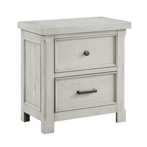 English Elm Classic Light Gray Providence Nightstand with 2 Drawers, Oak Veneer, Antique Black Hardware, 28"x17"x28.5" B011P355871