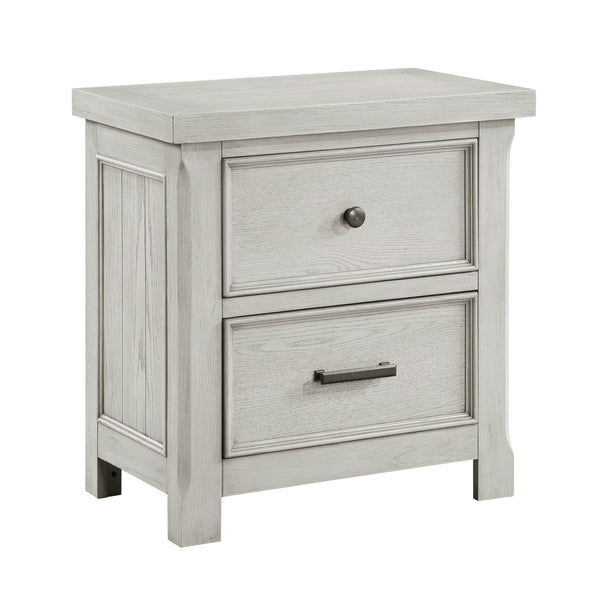 English Elm Classic Light Gray Providence Nightstand with 2 Drawers, Oak Veneer, Antique Black Hardware, 28"x17"x28.5" B011P355871