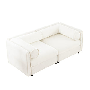 English Elm Stylish White Chenille 2-Seater Sofa With Hidden Storage, Ergonomic Design For Small Spaces W714S01034-GIGA