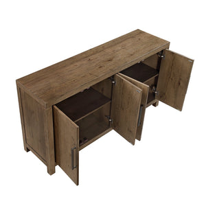 English Elm Rustic French Oak Veneer Sideboard with Adjustable Shelves for Dining Room Storage B011P467628
