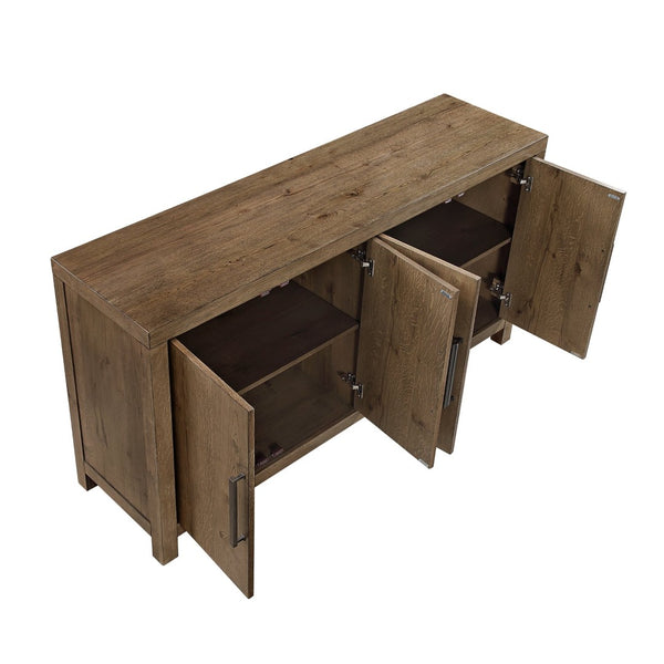 English Elm Rustic French Oak Veneer Sideboard with Adjustable Shelves for Dining Room Storage B011P467628