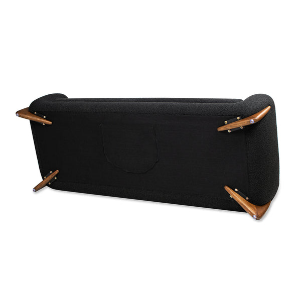 English Elm Jennifer Taylor Home - Alpine 90.5" Sherpa Sofa in Ebony Bouclé with 24" Deep Seats, Removable Cushions & Oak Legs Black B2719P238344