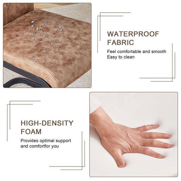 English Elm 1 Contemporary 5-Piece Dining Set With Tempered Glass Tabletop & 4 Brown Fabric Chairs For Home W1151S04027