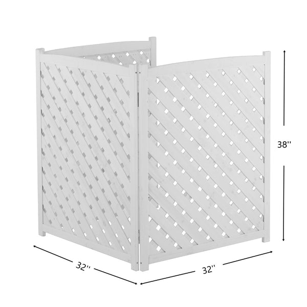 English Elm 3-panel Outdoor Wood Slatted Privacy Screen Enclosure for Patio Equipment Areas White W2640P389245