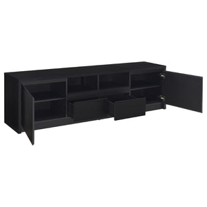 English Elm Sloat Matte Black Three Piece Entertainment Center with Media Towers for Large Tvs B062S01707