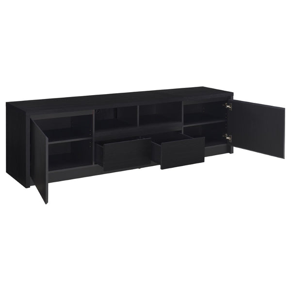 English Elm Sloat Matte Black Three Piece Entertainment Center with Media Towers for Large Tvs B062S01707