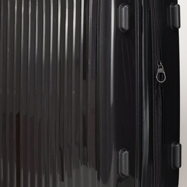 English Elm Luggage 3 Piece Pp Hard Shell Travel Set with Spinner Wheels Expandable Carry On Black T3292P316972