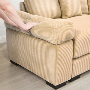 English Elm Oversized Modular Sectional Couch - Luxurious Camel Corduroy, Ergonomic Design, Easy Assembly & Flexibility W714S01315-GIGA