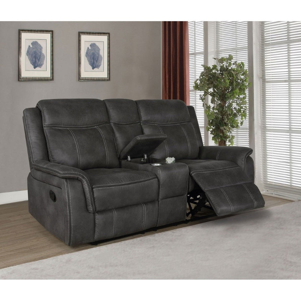 English Elm Franklin Microfiber Reclining Loveseat with Memory Foam Tufted Back and Storage Console B062P447787