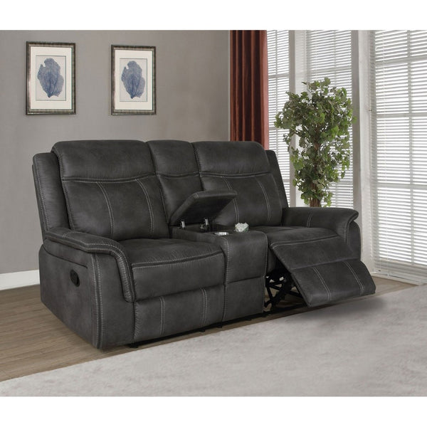 English Elm Franklin Microfiber Reclining Loveseat with Memory Foam Tufted Back and Storage Console B062P447787