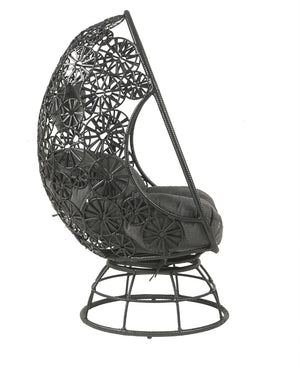 English Elm Hikre High Back Wicker Outdoor Lounge Chair with Glass Side Table Resort Style B2726P446697
