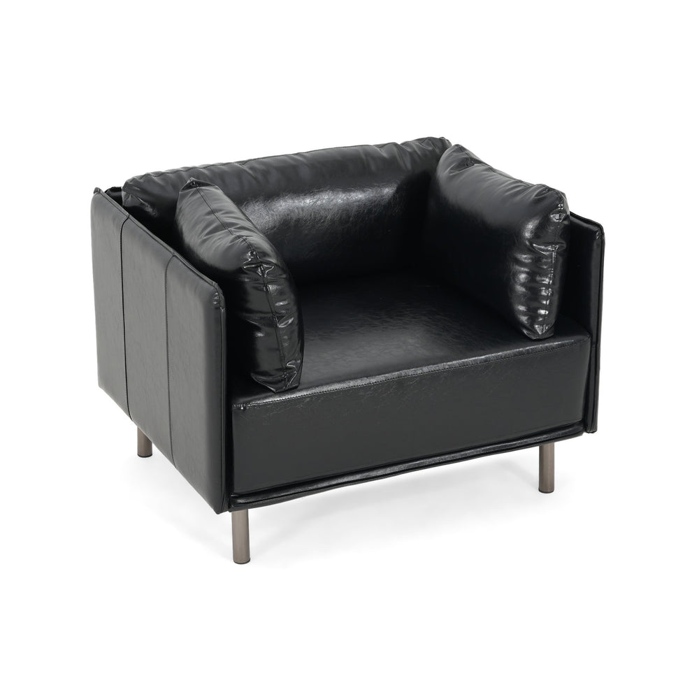 English Elm Christopher Knight Home® - 39" Vintage Black Faux Leather Lounge Chair - Stylish Comfort With Durable Build For Any Space N767P208310K