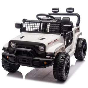 English Elm 24v Kids Ride on Car with Parental Remote Four Wheel Suspension Led Lights Bluetooth White W1578P235083