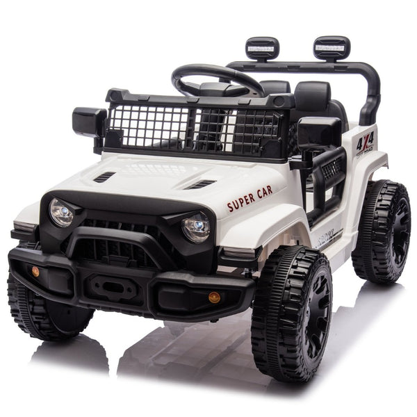 English Elm 24v Kids Ride on Car with Parental Remote Four Wheel Suspension Led Lights Bluetooth White W1578P235083