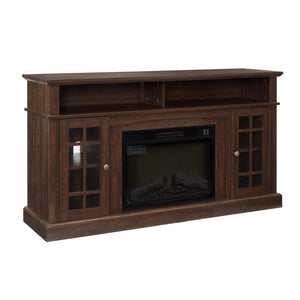 English Elm Classic TV Media Stand with 23" Electric Fireplace Insert, 65" TV Support, Ample Storage & Cable Management Espresso W2275S00015