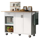 English Elm K&K Kitchen Island With Foldable Counter Top, Kitchen Storage Cart With Slide-Out Shelf, Towel Rack and Drawer, Rolling Kitchen Cart On Wheels, For Kitchen, Living Room, Dining Room, White