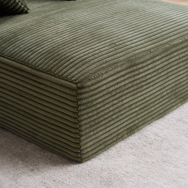 English Elm Oversized Corduroy Chaise Longue Sofa Bed — Modern Deep-Seat Sleeper with Armrests & Pillows for Compact Spaces Green W1752P264713