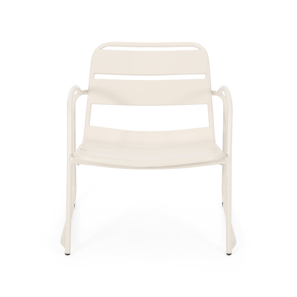 English Elm Christopher Knight Home® - CONRAD Modern Outdoor Chat Set with Powder-Coated Iron Frame, Open Slat Seats for Breezy Comfort Matte White N775P250736W