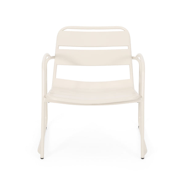 English Elm Christopher Knight Home® - CONRAD Modern Outdoor Chat Set with Powder-Coated Iron Frame, Open Slat Seats for Breezy Comfort Matte White N775P250736W