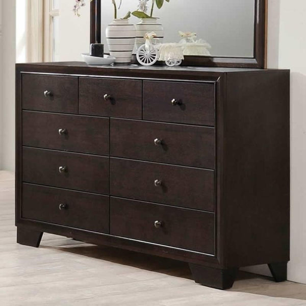 English Elm Modern Nine Drawer Wide Dresser Rubberwood Build Warm Brown Finish Bedroom Storage B011P448737