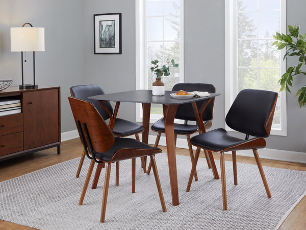 English Elm Dinette Square Marble Top Table with Walnut Bentwood Legs Seats Four Apartments B202P471542